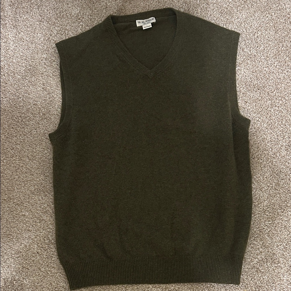 Men's Olive V-Neck Sweater Vest